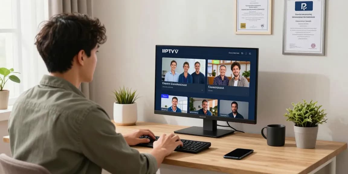 The trusted Best IPTV Reseller Panel service in a local entrepreneur's home office, showcasing professional service delivery in a modern environment.