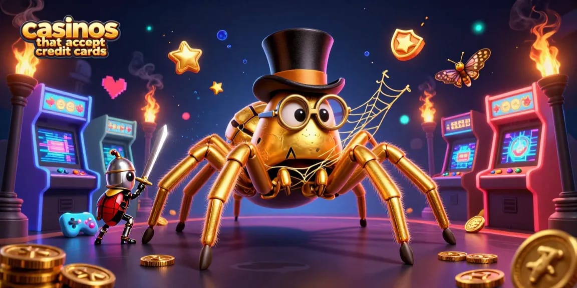 Engage with fun games at casinos that accept credit cards, featuring colorful arcade machines and lively characters.