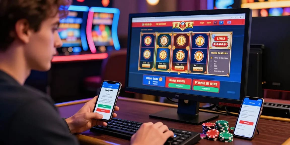 Player enjoying online gaming at casinos that accept credit cards with vibrant visuals and user-friendly interface.