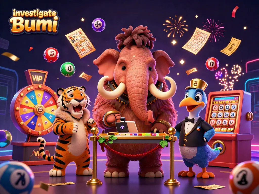 Engage with exciting casino action as players investigate Buumi amidst a vibrant ambiance filled with lottery elements.