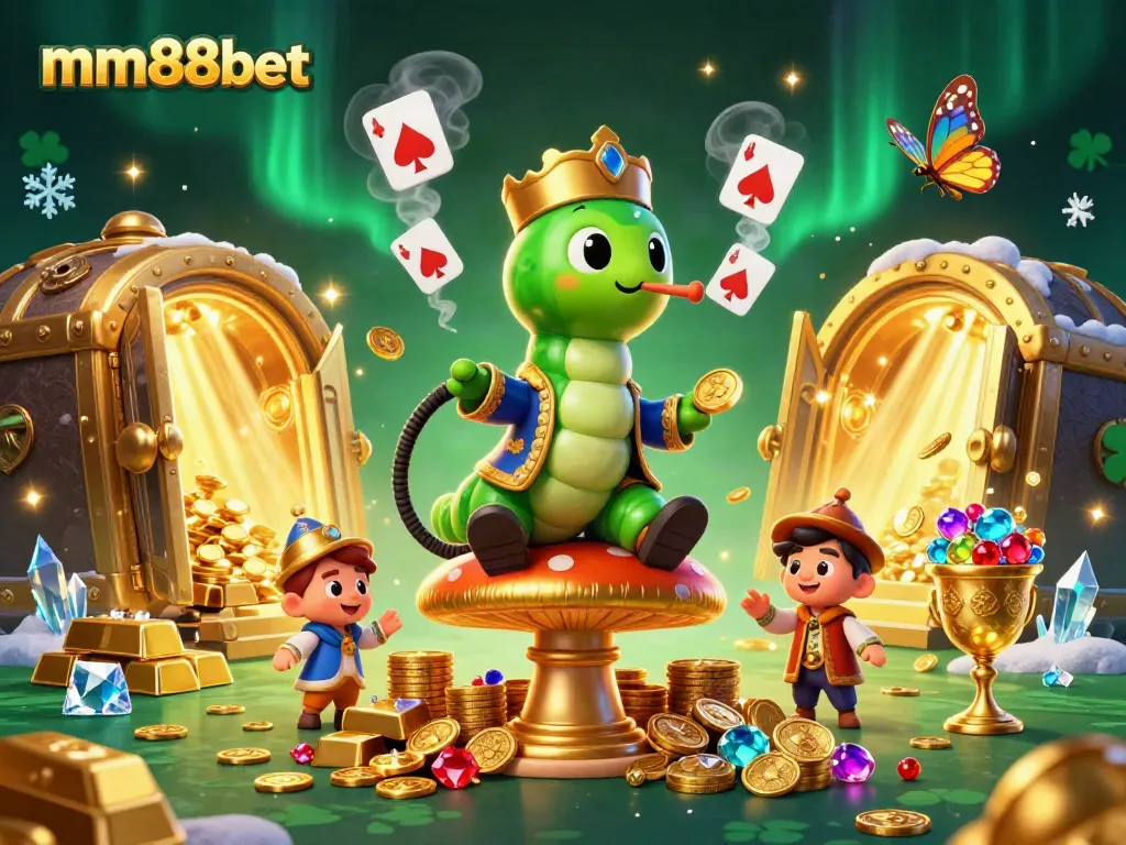 Engage with mm88bet's vibrant casino world, showcasing rich gold and gems in an immersive 3D scene