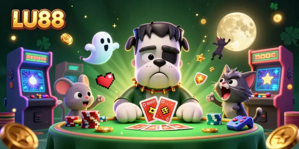 Experience the excitement of LU88 with this vibrant 3D illustration showcasing a thrilling casino scene.