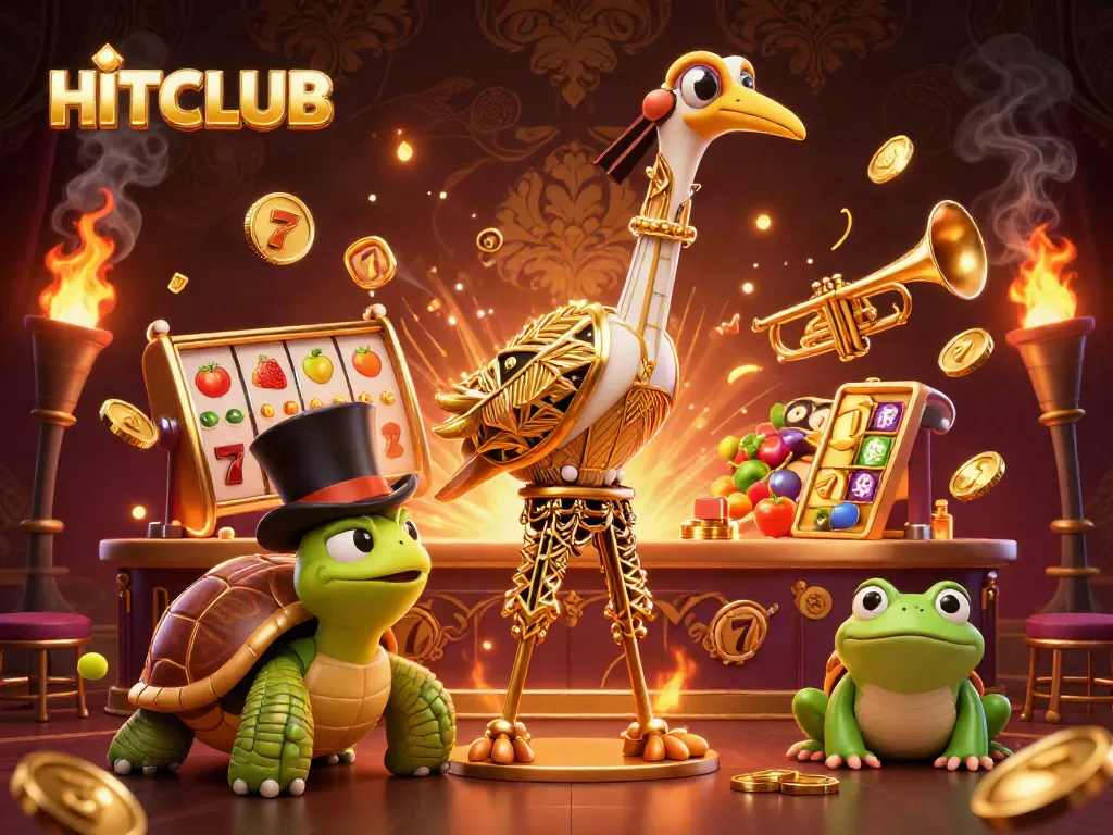 HITCLUB offers exciting slot gameplay with its golden jackpot counter and vibrant slot reels.