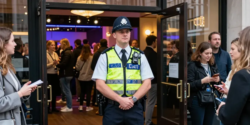 Trusted Private Security professional at London venue ensuring safety.