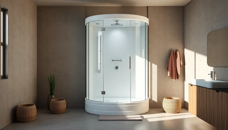 Dusche 100x100 mit Glas- und Edelstahl-Oberflächen in modernem Badezimmer präsentieren