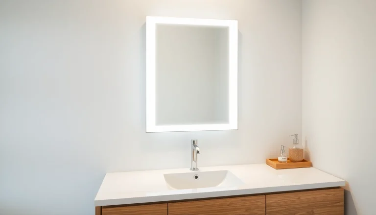 Reflect the beauty of a mirror light mirror in a stylish bathroom with modern design elements.