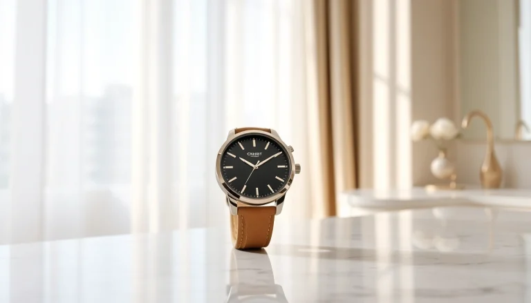 Showcasing Ladies Classic Smart Watch on marble for elegance and style