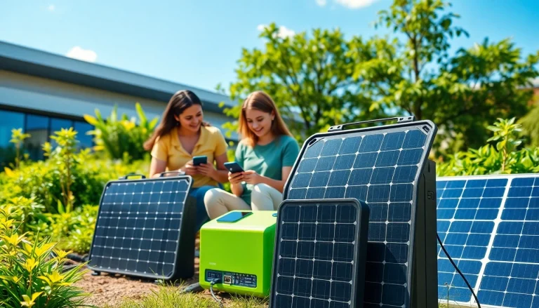 Showcase EcoFlow power stations being used by a family in a vibrant outdoor setting.