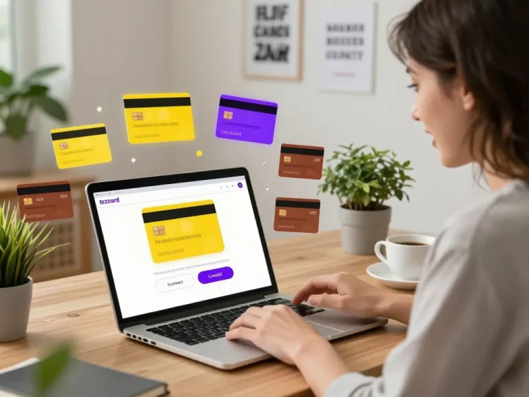 Ezzocard user purchasing virtual prepaid cards online with a laptop in a cozy workspace.