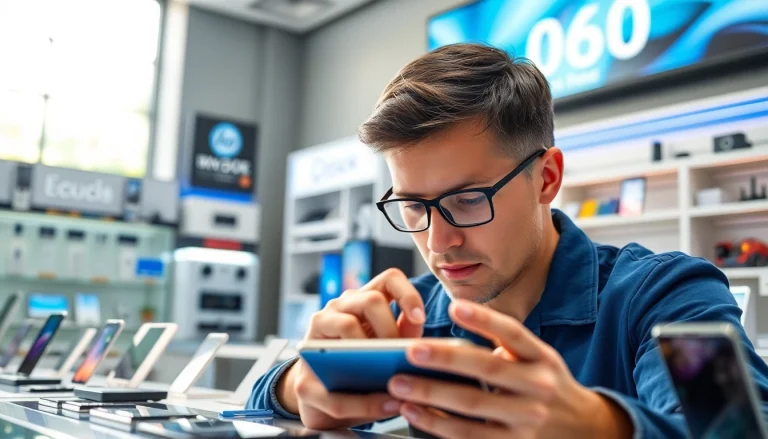Sell your device for Immediate Phone Cash efficiently with a professional technician evaluating smartphones.