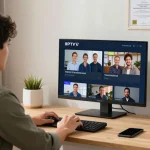 The trusted Best IPTV Reseller Panel service in a local entrepreneur's home office, showcasing professional service delivery in a modern environment.