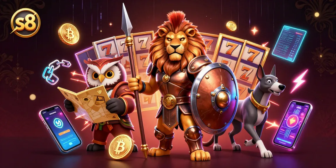 Engage with S8: Enjoy thrilling slots and casino excitement with the Spartan lion and friends.